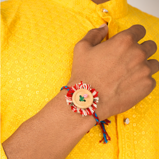 Plantable Rakhi with Embroidered Floral Motif