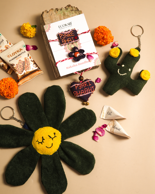 Bonded in Bloom – Handmade Bhai-Bhabhi Rakhi Hamper