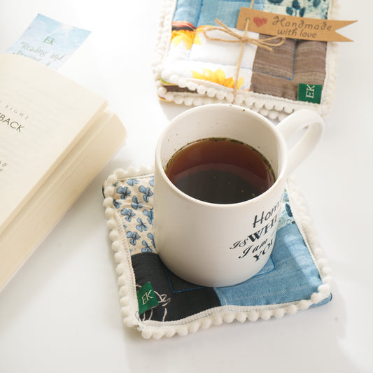 Upcycled Fabric Patchwork Coasters (Set of 2)