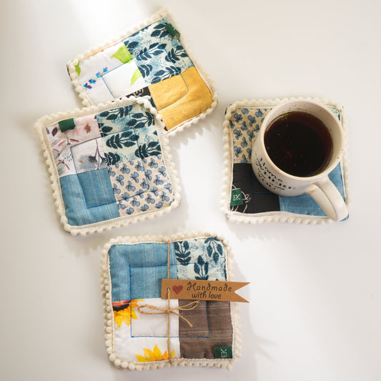 Upcycled Fabric Patchwork Coasters (Set of 2)