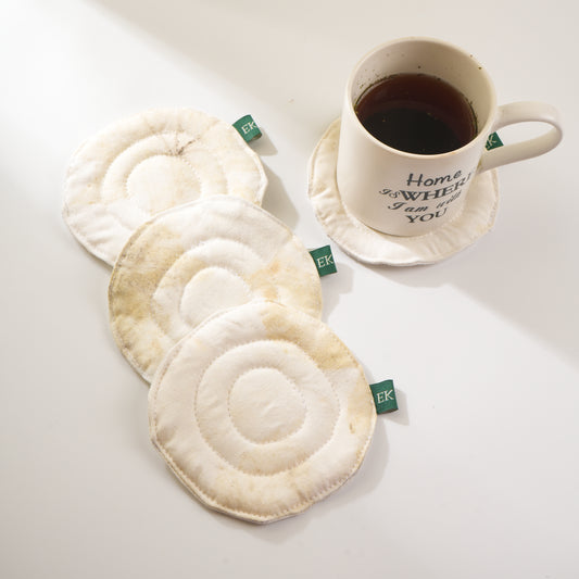 Eco-Printed Hemp Fabric Coasters (Set of 2)