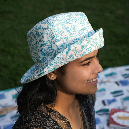 Blue Marine Sea Printed Bucket Hat