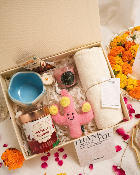 The Bloom & Bliss Hamper – Eco-Friendly Diwali Gift Box | Handmade Goodies