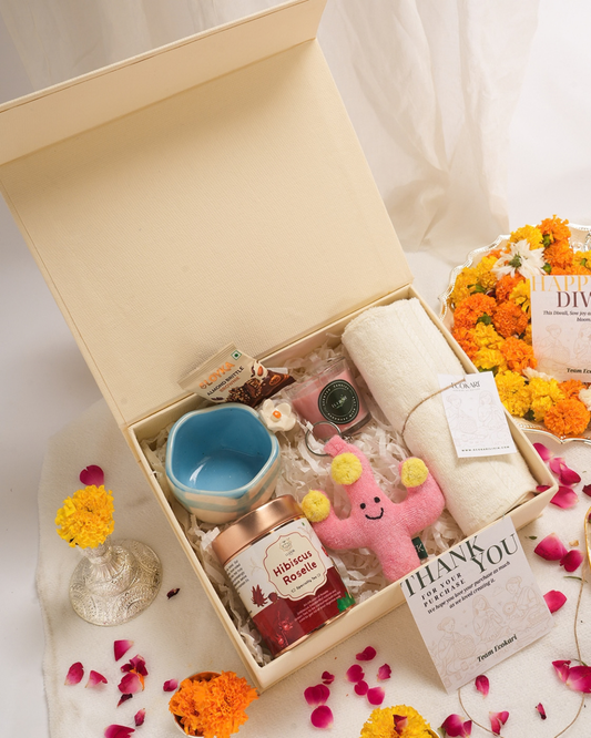 The Bloom & Bliss Hamper – Eco-Friendly Diwali Gift Box | Handmade Goodies