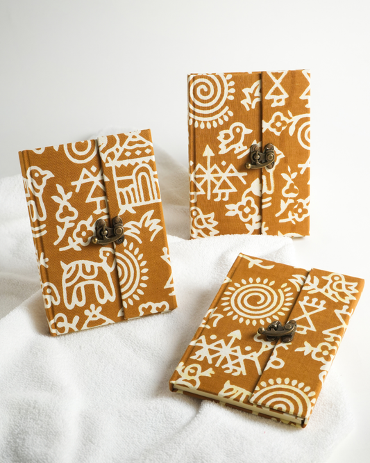 Mustard Canvas Bloom Lock Journal | Handmade Paper