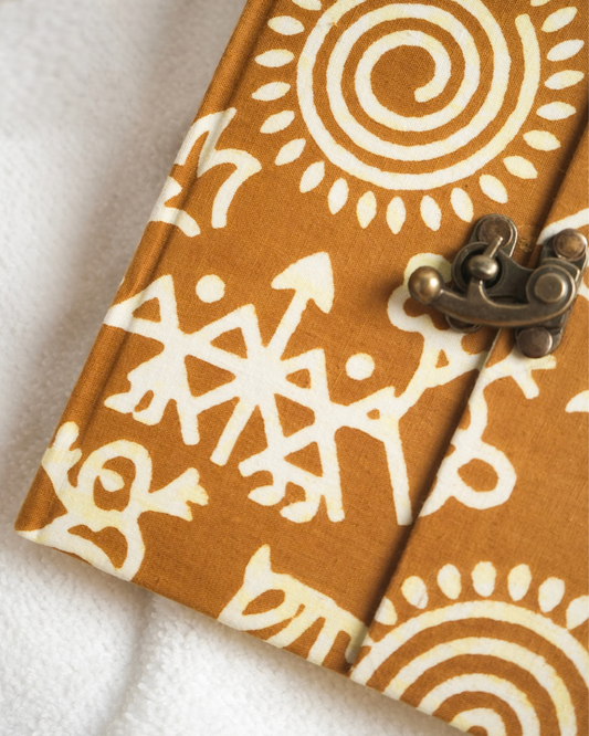 Mustard Canvas Bloom Lock Journal | Handmade Paper