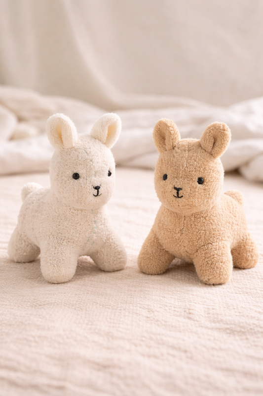 Little Meadow Goat Plush (Set of 2) | Bamboo Cotton Terry Soft Toy | Eco-Friendly Farm Animal Plush | Newborn Comfort Toy