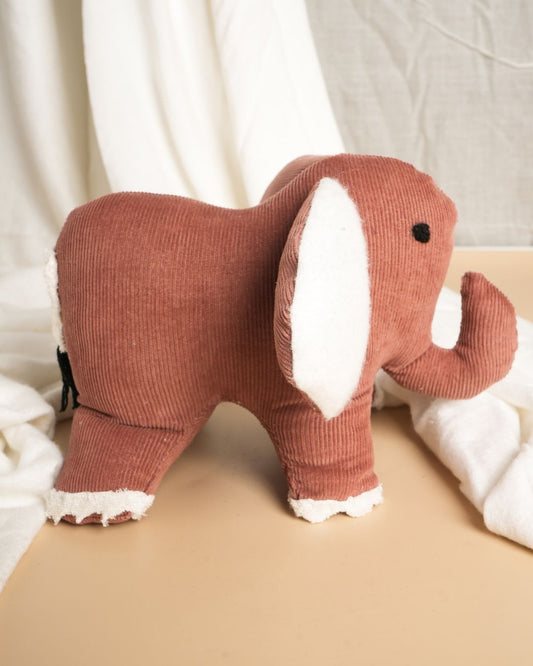 Dumbo the Corduroy Elephant | Handmade Organic Cotton Plush Toy | Eco-Friendly Nursery Décor