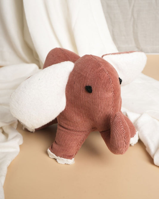Dumbo the Corduroy Elephant | Handmade Organic Cotton Plush Toy | Eco-Friendly Nursery Décor