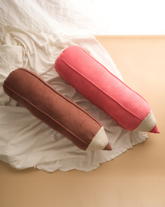 Little Sketch Pencil Pillow | Organic Corduroy Cushion | Soft Decorative Pillow for Kids
