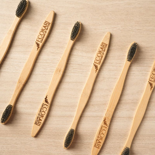 Organic Bamboo Toothbrush with Tongue Cleaner Set