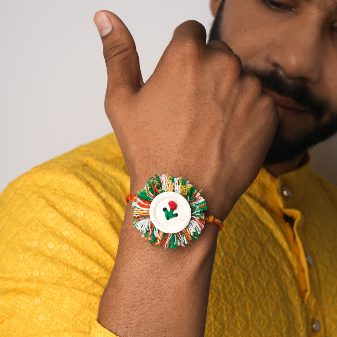 Tricolor Bloom Handmade Plantable Rakhi