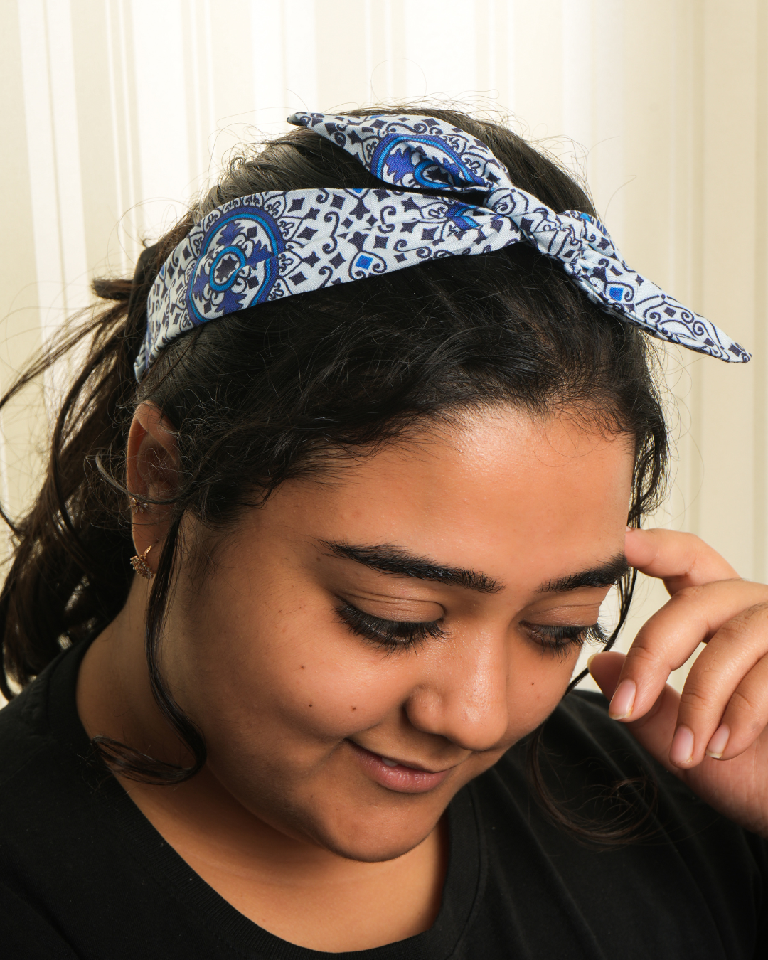 Blue Tribal Knot Headband  | Bamboo Fabric