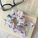 Rose Printed Bamboo Scrunchies for Women (Set of 4)
