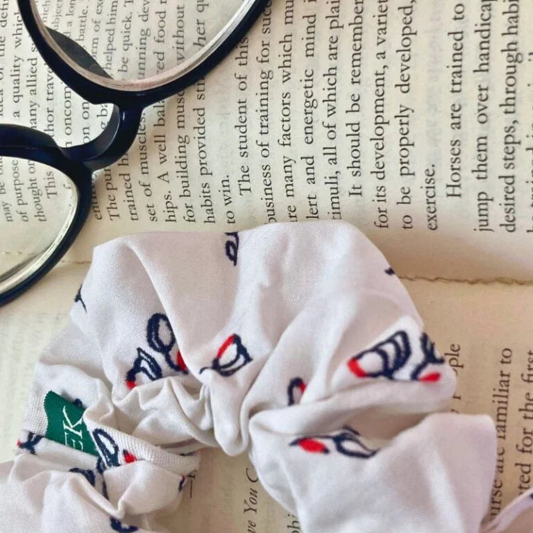 Rose Printed Bamboo Scrunchies for Women (Set of 4)