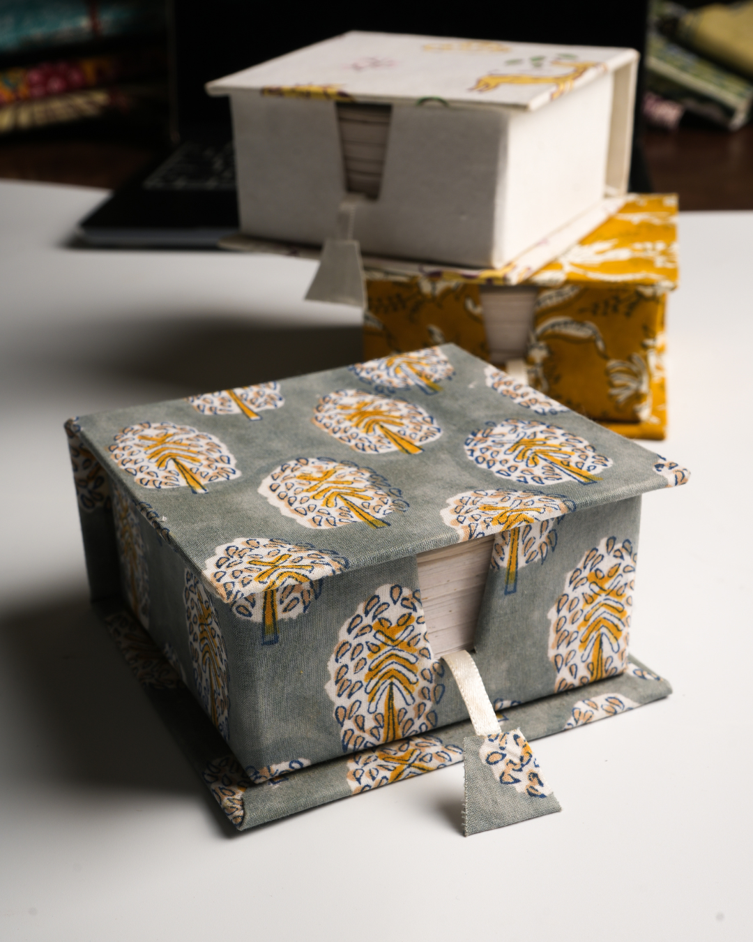 Block Printed Handmade Paper Notes Box – Memo Paper Holder