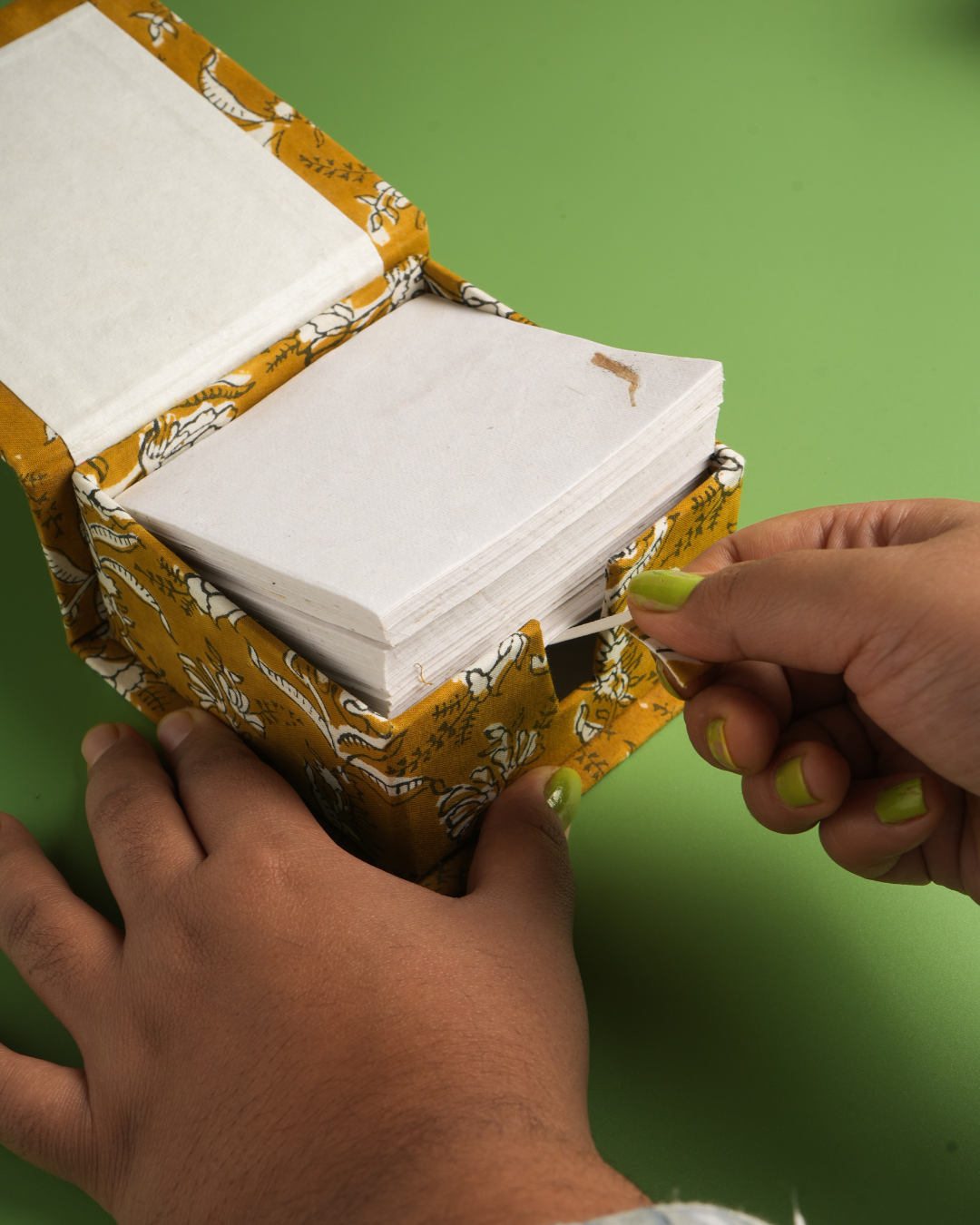 Block Printed Handmade Paper Notes Box – Memo Paper Holder