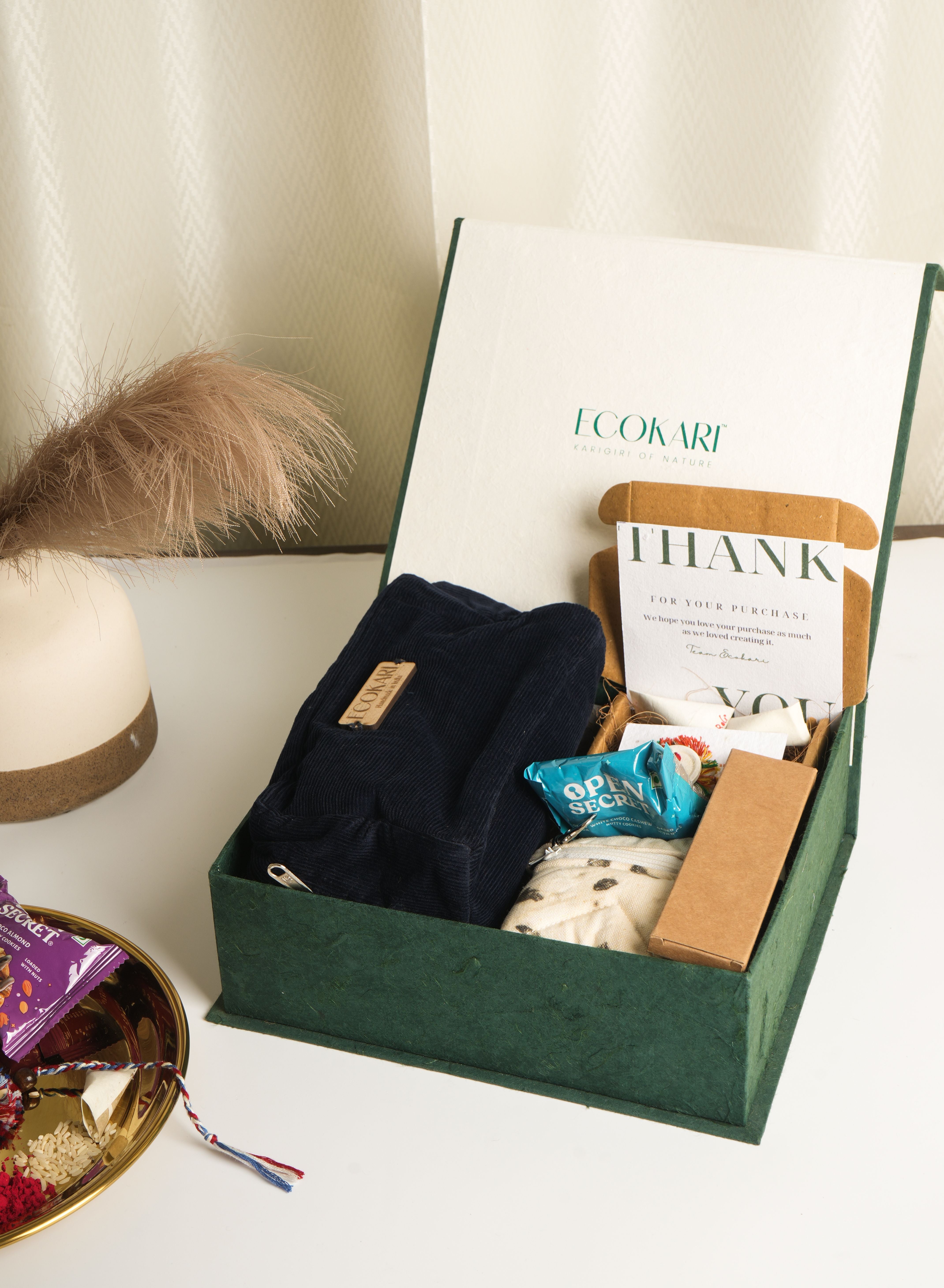 Green Gifting Rakhi Hamper for Brother