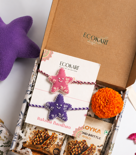 The Playful Rakhi Gift Box | Kids Rakhi Hamper with Bamboo Plush Toys
