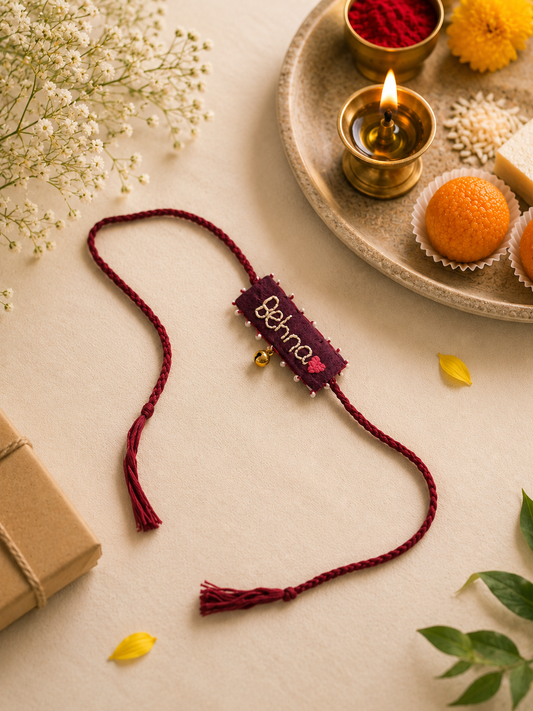 Behna Forever Rakhi | Handmade Hand-Embroidered Rakhi for Sister | Premium Raksha Bandhan Gift