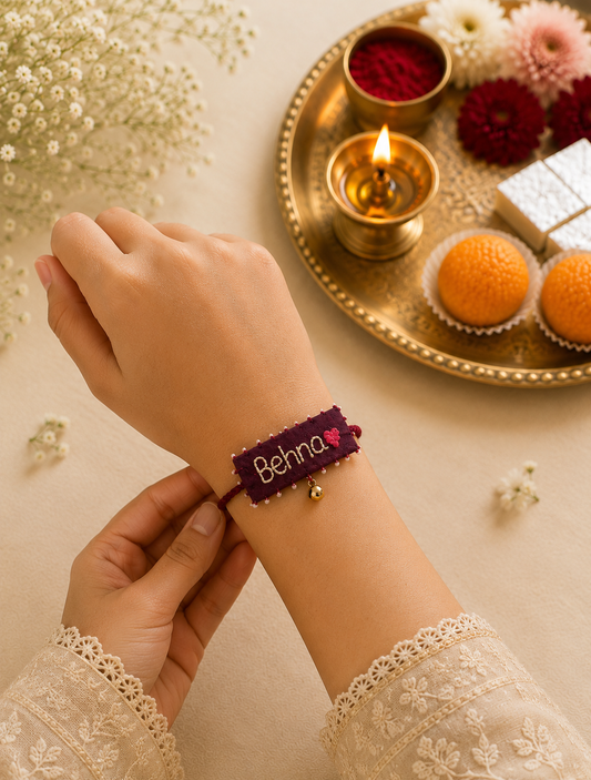 Behna Forever Rakhi | Handmade Hand-Embroidered Rakhi for Sister | Premium Raksha Bandhan Gift