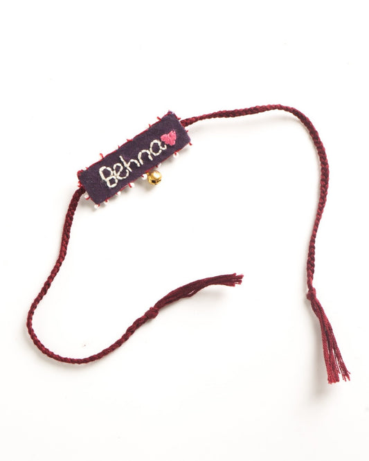 Behna Forever Rakhi | Handmade Hand-Embroidered Rakhi for Sister | Premium Raksha Bandhan Gift