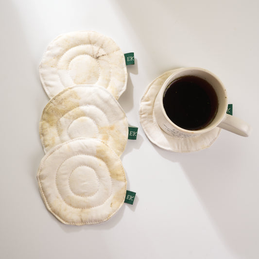 Eco-Printed Hemp Fabric Coasters (Set of 2)