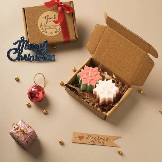 Multicolored Snowflakes Soy Wax Scented Handmade Candle