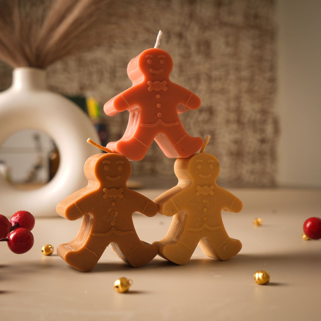 Assorted Gingerbread Man Soy Candles for Christmas