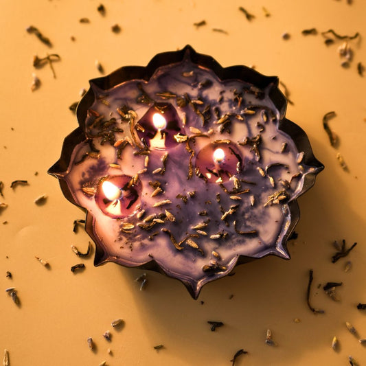 Lavender Crush Urli Aromatic Handmade Candles| 3 Wicks