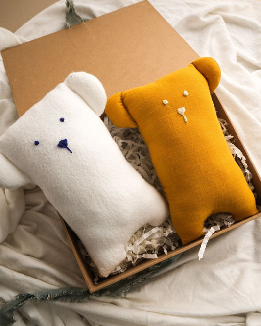 Sun & Snow Bear Plush Toy Set | Handmade Bamboo Soft Toys | Organic Baby Cuddle Toys