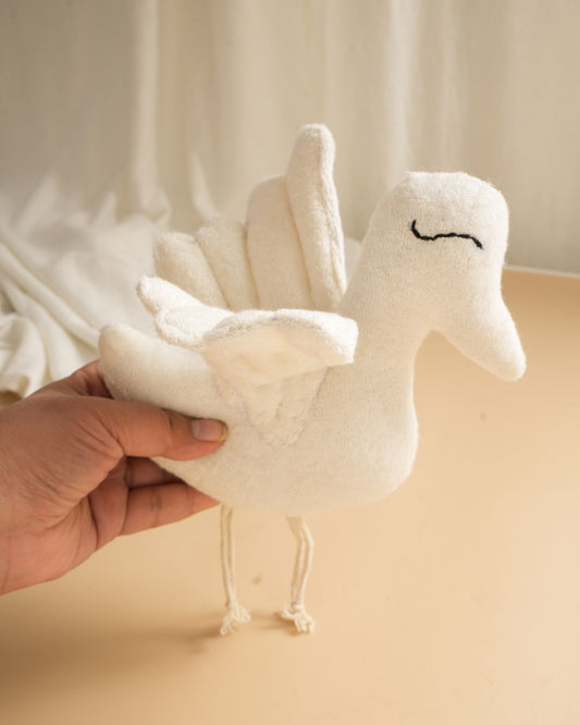 WhisperWing Swan Plush Set | Bamboo Terry Soft Toy | Eco-Friendly Baby Comfort Toy