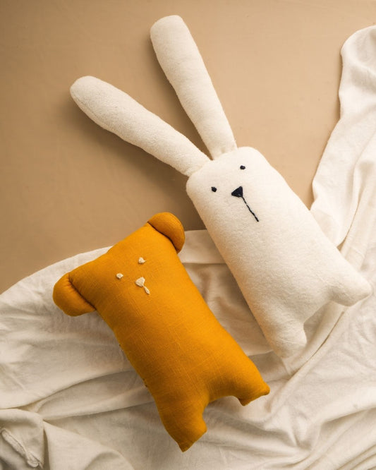 Soft Cuddle Buddy | Handmade Baby Plush Toy (Set of 2) | Organic Bamboo Fabric | Eco-Friendly Baby Gift