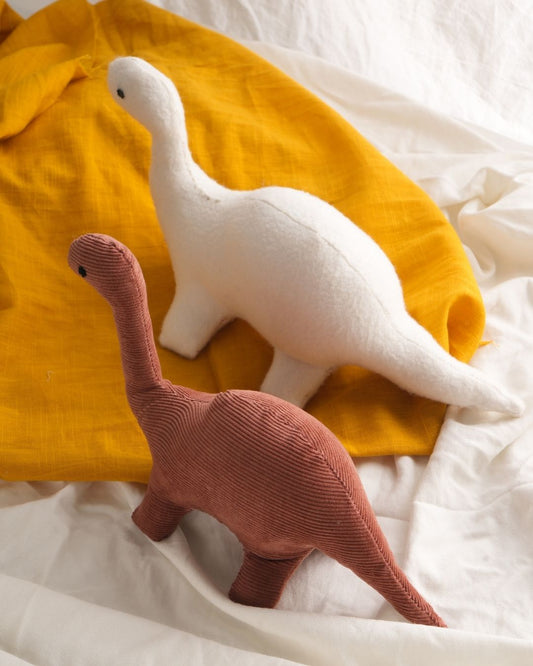 Little Dino Dreamers Plush Toy Set (Set of 2) | Organic Corduroy & Bamboo Soft Toys | Eco-Friendly Nursery Decor