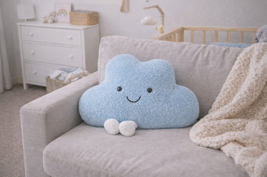 Soft Skies Cloud Pillow | Aesthetic Nursery Cushion | Bamboo Terry Soft Toy Pillow | Neutral Baby Room Decor
